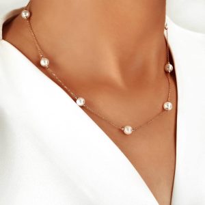 گردنبند زنانه طلا و مروارید مدل کلاسیک_کد sg101