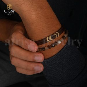 دستبند چرم مردانه طلا _کد: dch144