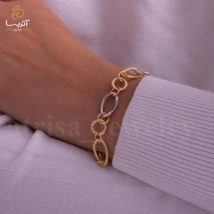دستبند طلا زنانه مدل زنجیری دو رنگ