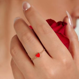 انگشتر زنانه طلا قلب قرمز _ کدsa120