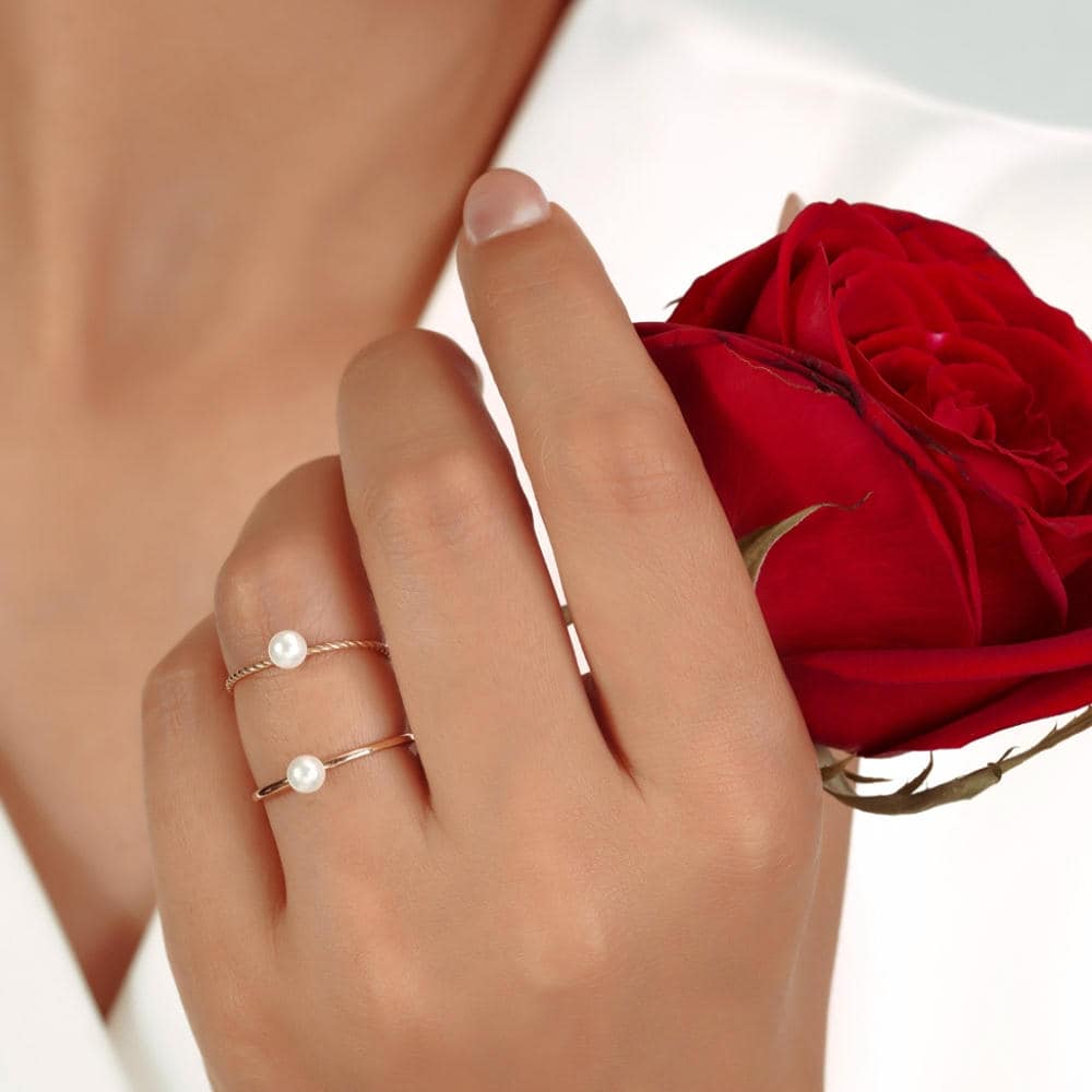 انگشتر زنانه طلا مروارید آینه ای