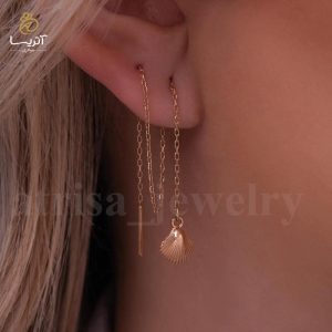 گوشواره بخیه ای صدف طلا
