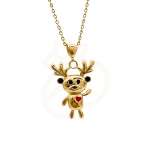 گردنبند طلای فانتزی طرح عروسکی شاخ گوزن