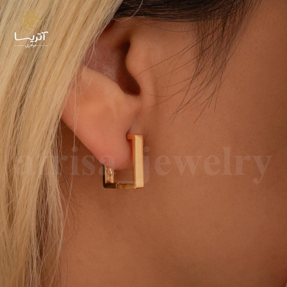 گوشواره حلقه ای طلا مربع آکوا